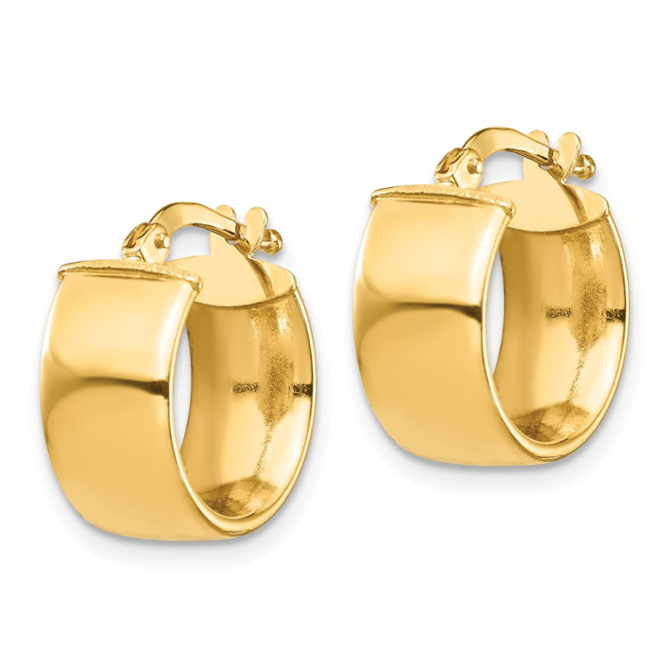 14k 7x14mm High Polished Tube Hoop Earrings