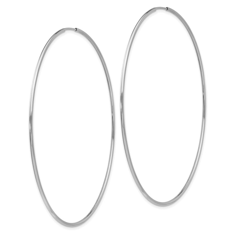 14k White Gold 1.2x69mm Polished Endless Tube Hoop Earrings