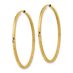 14k 1.35x40mm Diamond-cut Square-Tube Endless Hoop Earrings