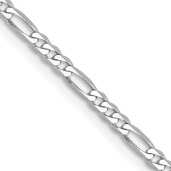 14K White Gold 20 inch 2.25mm Flat Figaro with Lobster Clasp Chain