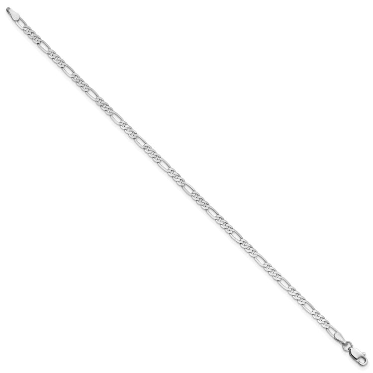 14K White Gold 10 inch 2.75mm Flat Figaro with Lobster Clasp Anklet