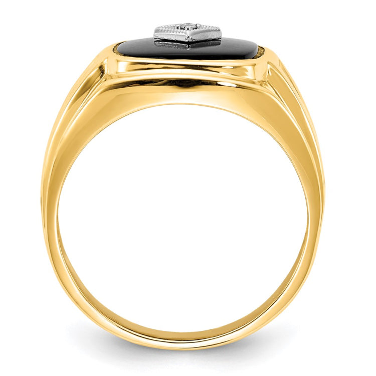 IB Goodman 14k Cushion Onyx and AA Diamond Mens Ring