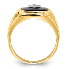 IB Goodman 14k Cushion Onyx and AA Diamond Mens Ring