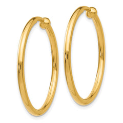 14k 2x25mm Polished Tube Hoop Non-pierced Earrings