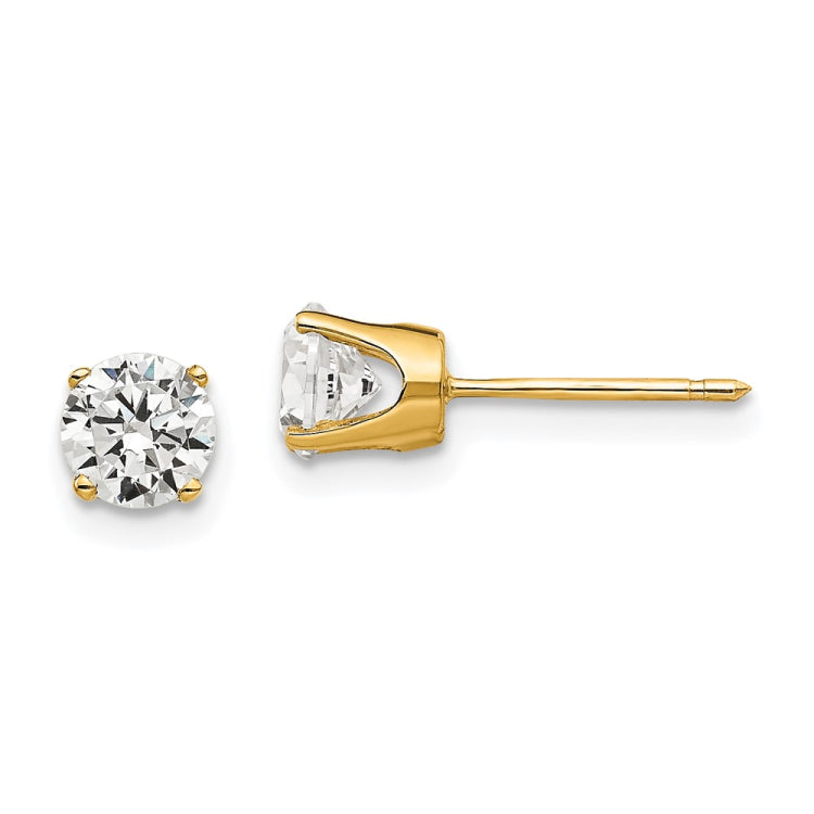 14k 5mm Round CZ Stud Earrings