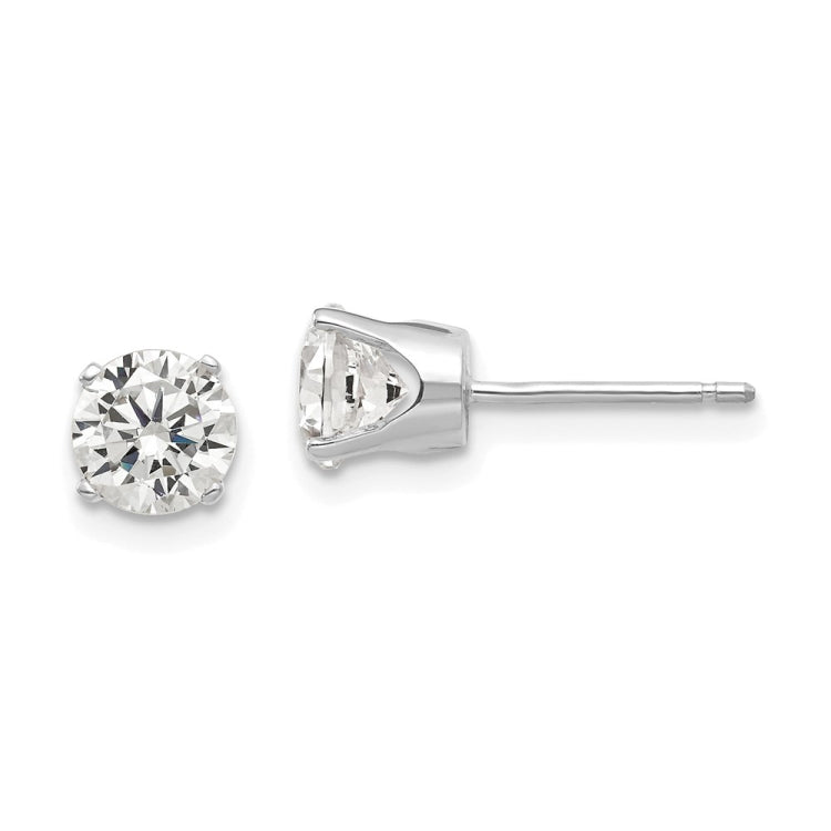 14k White Gold 5.5mm Round CZ Stud Earrings