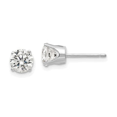 14k White Gold 5.5mm Round CZ Stud Earrings