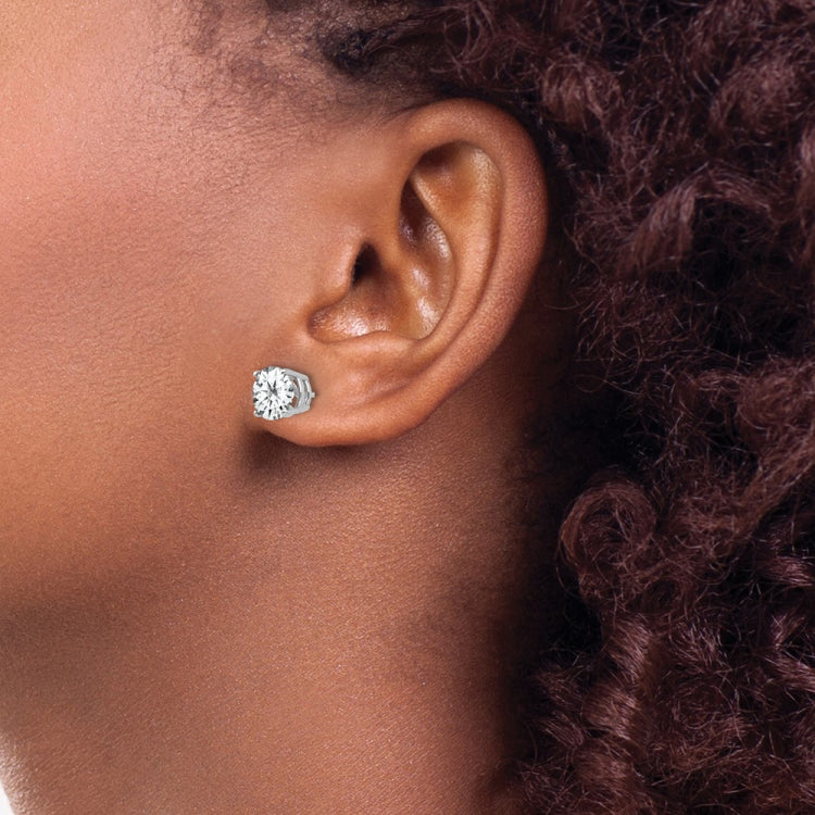14k White Gold 7mm Cubic Zirconia Post Earrings