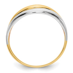 14K Tri-Color Open Fancy Curved Ring