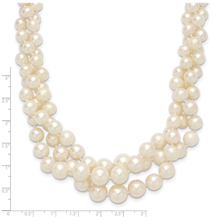 14k 5-9mm White Semi-Round Freshwater Cultured Pearl Multi-strand 19 inch Necklace