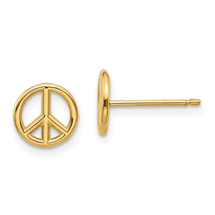 14K Polished 8mm Peace Symbol Post Earrings