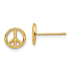 14K Polished 8mm Peace Symbol Post Earrings