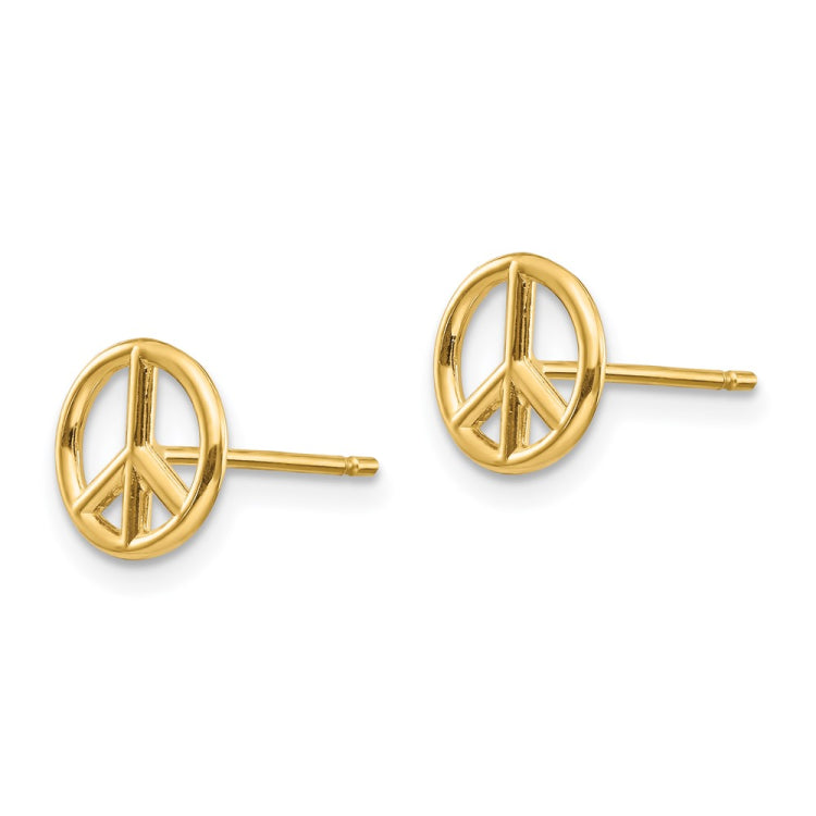 14K Polished 8mm Peace Symbol Post Earrings