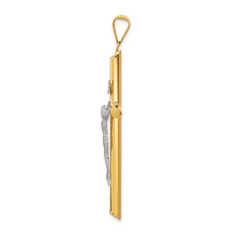 14k Two-Tone Polished INRI Crucifix Pendant