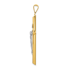 14k Two-Tone Polished INRI Crucifix Pendant