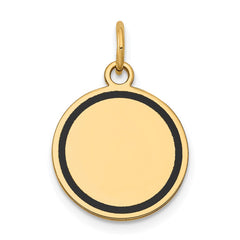 14k with Black Enamel Edge .027 Gauge Round Engravable 15mm Disc Charm
