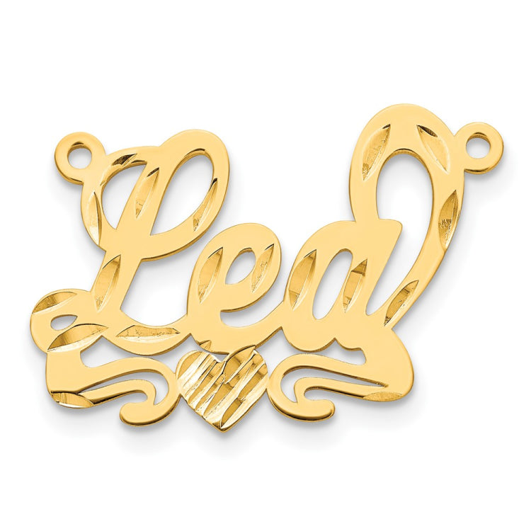 14k Yellow Gold Diamond-cut Heart Name Plate