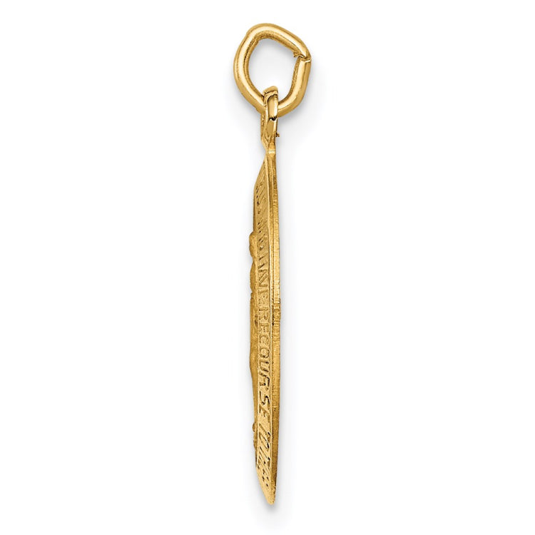 14k Polished and Satin Solid Small Miraculous Medal Oval Charm