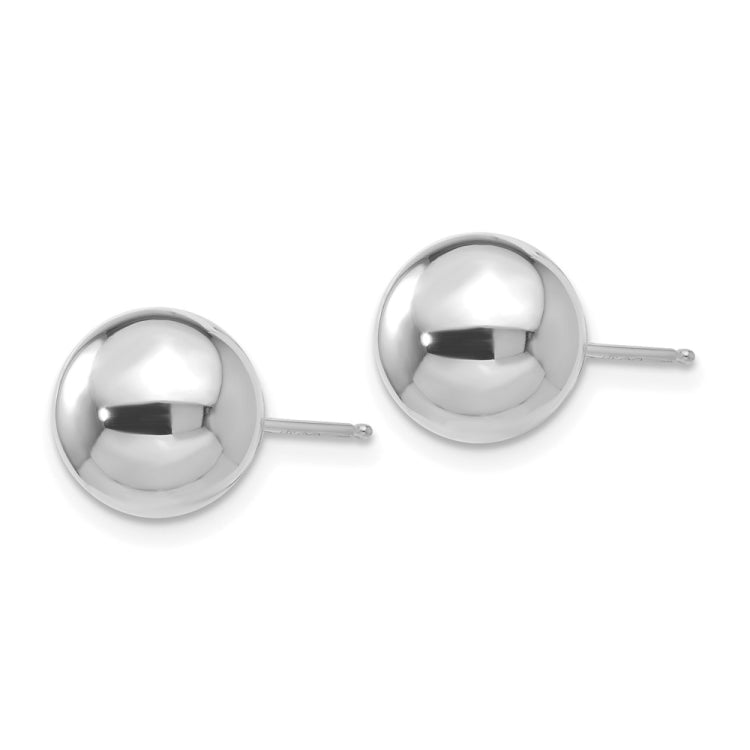 14k White Gold 9mm Polished Puffed Ball Post Earrings