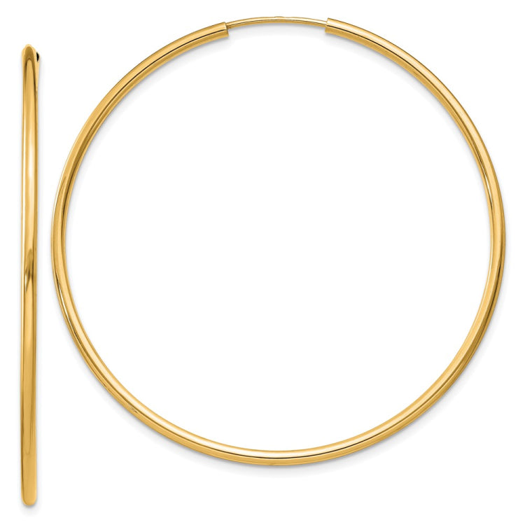 14k 1.5x45mm Polished Round Endless Tube Hoop Earrings