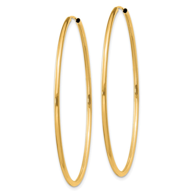 14k 1.5x45mm Polished Round Endless Tube Hoop Earrings