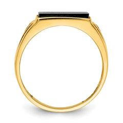 IB Goodman 14k 10x8mm Rectangle Onyx and AA Diamond Mens Ring