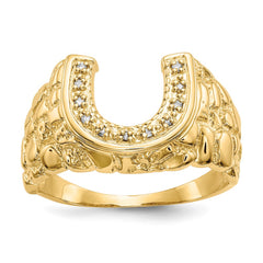 IB Goodman 14k 1/20 carat AA Diamond Mens Horseshoe Nugget Ring