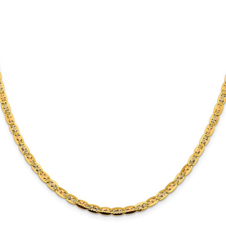 14K 24 inch 3.8mm Tri-color Pav� Valentino with Lobster Clasp Chain