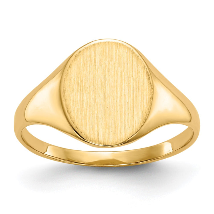 14k 9.5x11.0mm Oval Closed Back Signet Ring