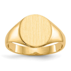 14k 9.5x10.0mm Oval Closed Back Signet Ring