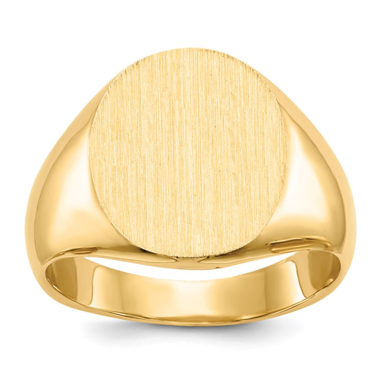 14k 12.5x14.0mm Oval Closed Back Signet Ring