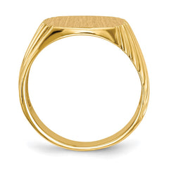 14k 13.5x13.5mm Cushion Open Back Mens Signet Ring