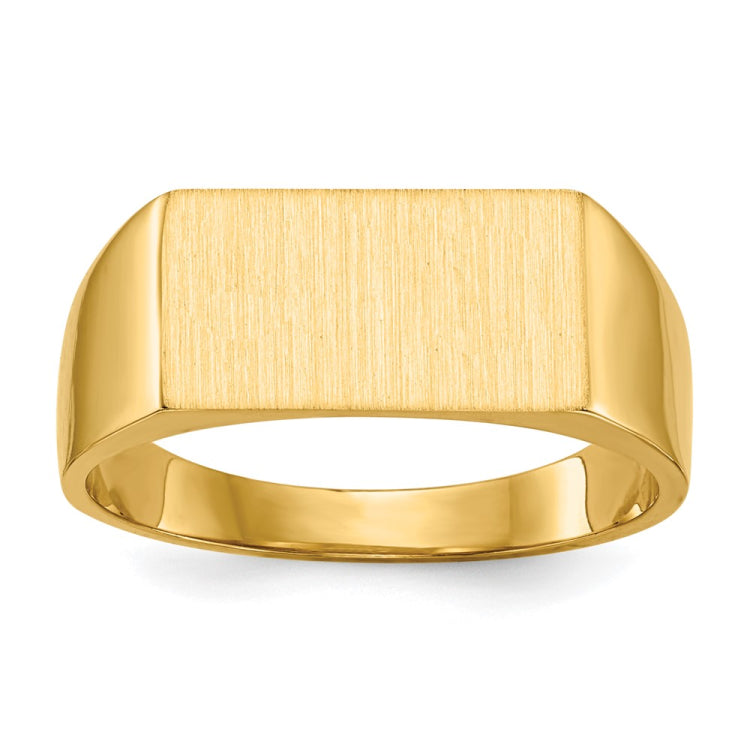 14k 13.0x7.0mm Rectangle Closed Back Signet Ring