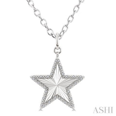 1/10 Ctw Star Fluted Medallion Round Cut Diamond Pirouette Pendant With Chain in Sterling Silver