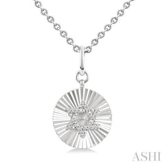 1/10 Ctw Round Fluted Medallion Round Cut Diamond Pirouette Star of David Pendant With Chain in Sterling Silver