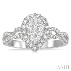 3/4 ctw Pear Shape Diamond Lovebright Ring in 14K White Gold