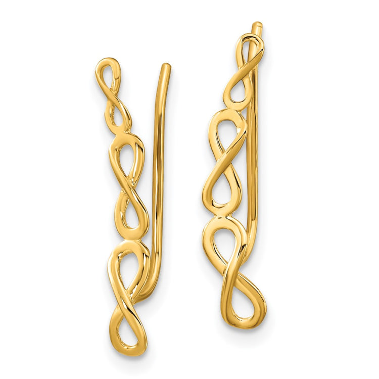 14k Polished Infinity Ear Climber Earrings
