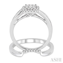 3/8 ctw Diamond Lovebright Wedding Set with 1/3 ctw Engagement Ring and 1/20 ctw Wedding Band in 14K White Gold