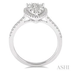 3/4 ctw Pear Shape Diamond Lovebright Ring in 14K White Gold