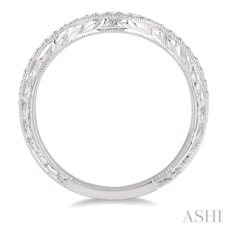 1/6 ctw U-Shape Round Cut Diamond Wedding Band in 14K White Gold