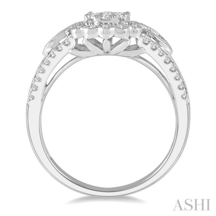 3/4 ctw Diamond Lovebright Engagement Ring in 14K White Gold