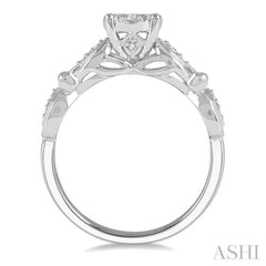 3/8 Ctw Circular Mount Lattice Lovebright Round Cut Diamond Ring in 14K White Gold