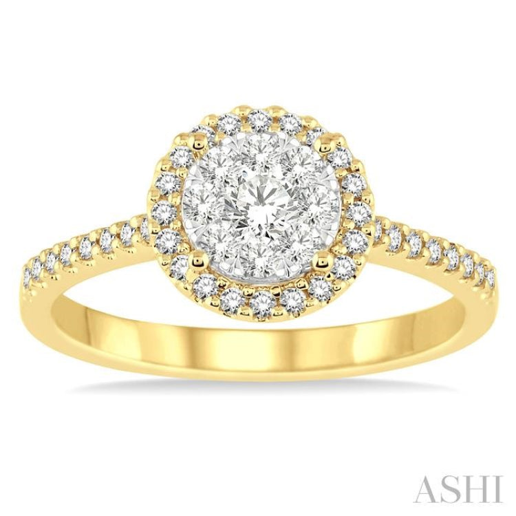 1/2 ctw Round Shape Diamond Lovebright Ring in 14K Yellow and White Gold