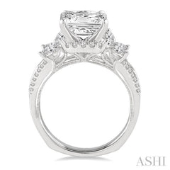 7/8 Ctw Diamond Semi-mount Engagement Ring in 14K White Gold