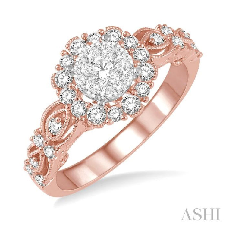 3/4 ctw Diamond Lovebright Ring in 14K Rose and White Gold