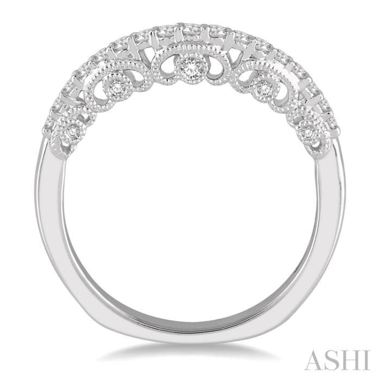 1/3 Ctw Round Cut Diamond Wedding Band in 14K White Gold