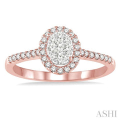 1/3 ctw Oval Shape Diamond Lovebright Ring in 14K Rose and White Gold