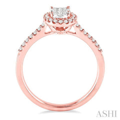 1/3 ctw Oval Shape Diamond Lovebright Ring in 14K Rose and White Gold
