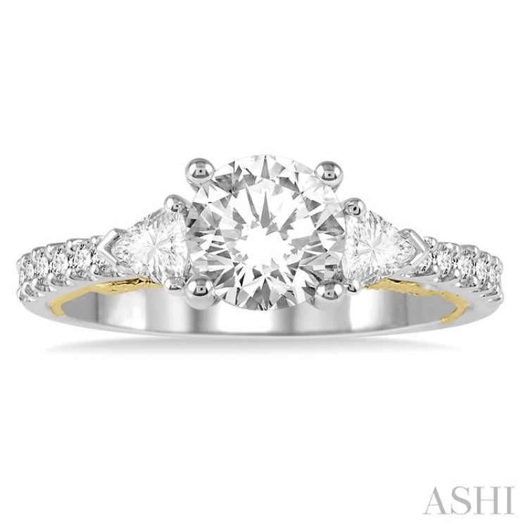 1/2 Ctw Diamond Semi-Mount Engagement Ring in 14K White and Yellow Gold