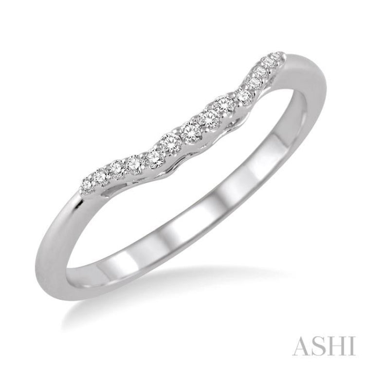 1/10 Ctw Round Cut Diamond Wedding Band in 14K White Gold